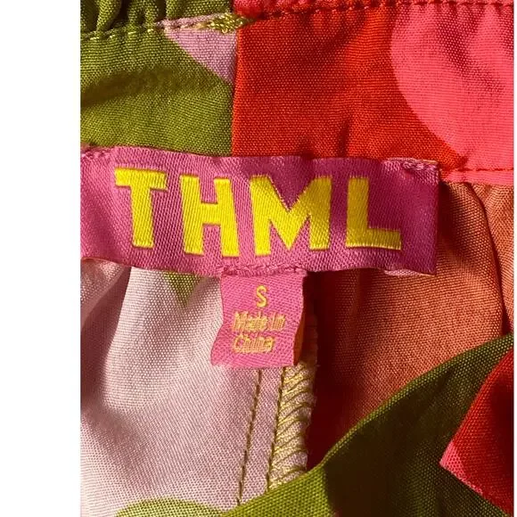 THML Celest Orange/Pink/Green Colorblock Floral Mini Dress Coquette Size Small - Picture 6 of 9